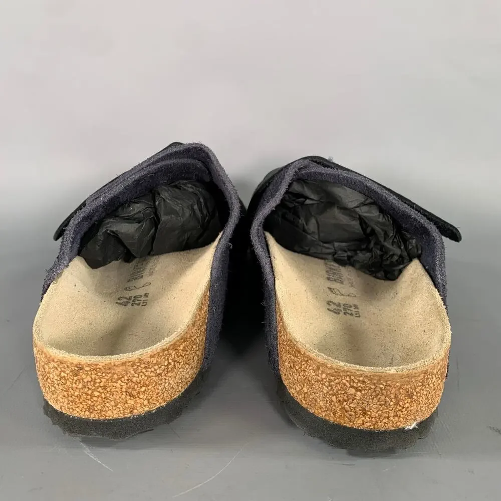 BIRKENSTOCK Size 9 Navy Khaki Mixed Fabrics Suede Slide Sandals
